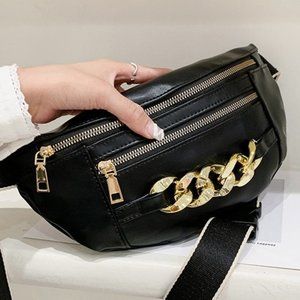 𝅺gold Chain Decor Fanny Pack